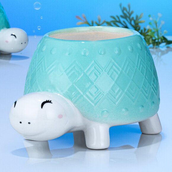Happy Turtle ceramic planter jar, Charmed Aroma - Picture 1 of 5